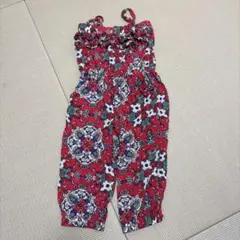赤い花柄オーバーオール 100cm