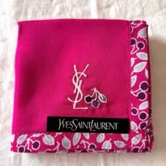 【未使用】イヴサンローラン ハンカチ ミニハンカチ ピンク さくらんぼ 希少