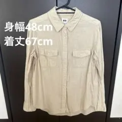 UNIQLO ベージュ 長袖シャツ M フランネルシャツ