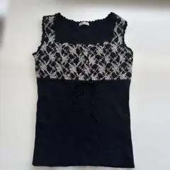 L'EST ROSE ノースリーブ ニット チュールレースのサムネイル