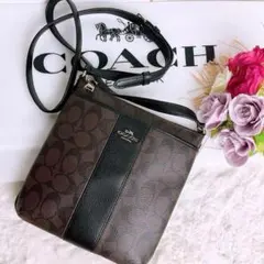 極美品☆COACHコーチ ショルダーバッグ ブラウン ブラック レザー