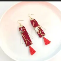 あと3個　ロングピアス　赤　成人式　着物　お祝い　振袖　再入荷無し　お正月　初詣