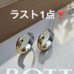 フープピアス　ステンレス ワンタッチバイカラー フープピアス スモール　高見え