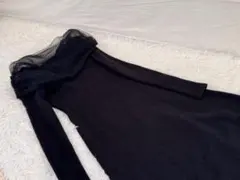 Louere チュールオフショルフレアニットワンピース