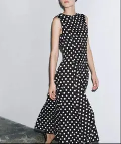 ZARA ドットワンピース　ZW COLLECTION ドット柄ミディワンピース
