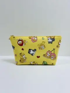 ビニールコーティングファスナー付きミニバッグ くまかおちらしと