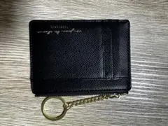 ブラック 合成皮革 カードケース キーチェーン付き