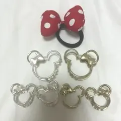 ミニー風 ヘアアクセサリー＆リングセット まとめ売り リボン ドット