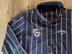Callaway ネイビーオレンジストライプポロシャツ