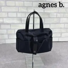 agnes b. アニエスベー ハンドル付き ポーチバッグ ナイロン ブラック