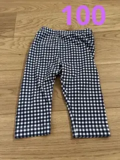 レギンス　スパッツ　パンツ　チェック　UNIQLO ユニクロ 100 ネイビー
