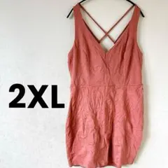 ✨希少✨クロスバック Vネックミニワンピース【2XL】ピンク 大きいサイズ