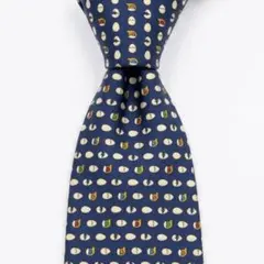【美品】サルヴァトーレ フェラガモ ネクタイ 卵 ヒヨコ ネイビー シルク