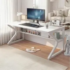 ゲーミングデスク 棚付き 組立簡単 テレワーク在宅勤務用 ナチュラル