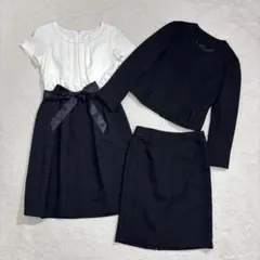 美品　ノーカラージャケット　ワンピース　スカート　ツイード　フォーマル　3点