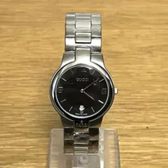 可動品【GUCCI/グッチ】7900P　スイス製　ブラックダイヤル　スクエアフェイス　シルバー　SS　QZ　レディース腕時計　A676 GUCCI グッチ ラウンドフェイス 5100L ブラック文字盤 SS