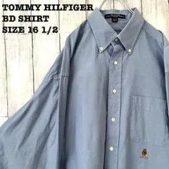 トミーヒルフィガー BDシャツ 16 1/2 XL相当 ブルー クレストロゴ