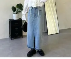 フロントスリットデニムロングスカート Mサイズ