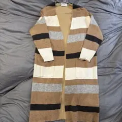 ニットカーディガン　AZUL ボーダー　ロングカーディガン　Sサイズ