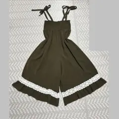 【アクシーズファム】2way オールインワン　サロペット　ガウチョパンツ　カーキのサムネイル