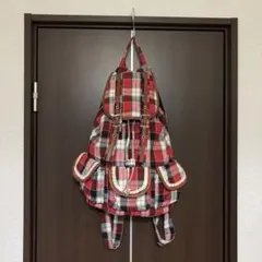 森ガール 平成 00s チェック柄リュックサック 赤 レッド