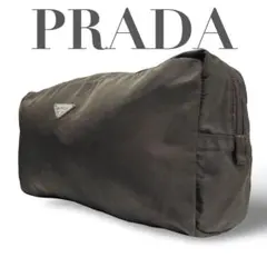 【ヴィンテージ】プラダ　コスメポーチ　バニティポーチ　黒　ナイロン　三角ロゴ