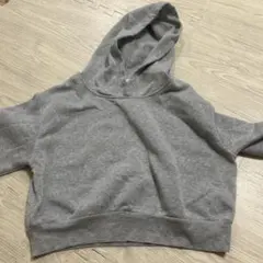 グレー フード付き クロップドパーカー