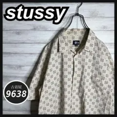 【USA製!!】ステューシー ✈︎総柄シャツ 紺タグ ゆるだぼ 半袖シャツ