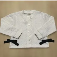 trois lapins アイボリー カーディガン 120 ケーブル編み