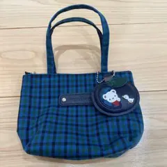 チェック柄トートバッグ キャラクター付き