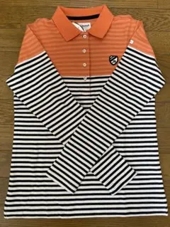 新品Jack Bunny!! 長袖ポロシャツオレンジ/ストライプ サイズ1