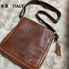 DIONIGIブラウンレザー ショルダーバッグ ITALY メンズ