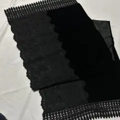 和装小物　黒ショール　ストール　ブラック　着物　昭和　リメイク