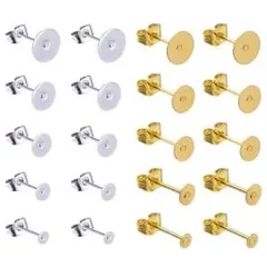 サージカルステンレス 丸皿 台座付きピアスパーツシルバー4mm両耳