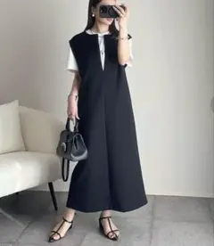 美品✨2025エマテイラー✨ ライトダンボールフロント2wayワンピース黒