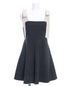 clear 肩リボン配色フレアミニワンピース