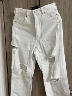 WEGO ホワイト ダメージデニム M