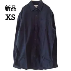 ✨新品✨長袖シャツ XS ダークブルーメンズ 無地 フランネル 綿 100%