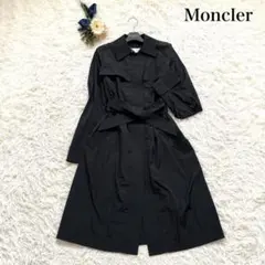 上品✨モンクレール　ステンカラースプリングコート レインコート　黒　リボンベルトのサムネイル