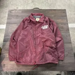 7AS8 ナイロン　コーチジャケット　バックプリント　ワインレッド　古着used