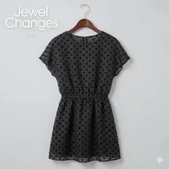 美品✨Jewel Changes ミニワンピース ブラック ドット柄 【36】のサムネイル