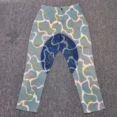 サルエルパンツ　デニム　リメイク　総柄　セットアップ　カスタム