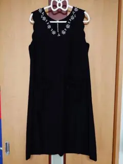 アンドラブクローゼットキラキラビジューVネックジャンスカ黒M