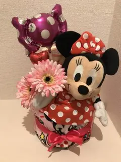 【バルーン無料】【送料、ラッピング代込】ミニーちゃん パペット オムツケーキ
