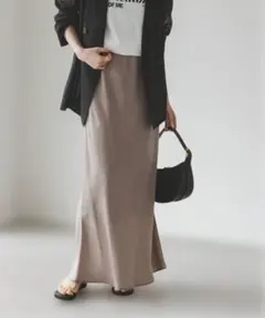 NOBLE キュプラサテンナローAラインスカート 36