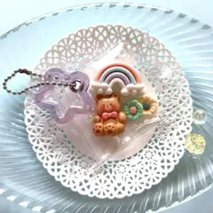 キャンディーバッグ　詰めポーチ　チャーム　くま　虹　ベア　レインボー　お花