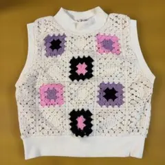 【未着用】ZARA ノースリーブニットベスト グラニースクエア