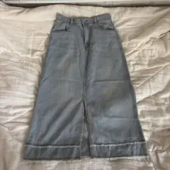 ライトブルーデニムスカート フリンジ仕上げ