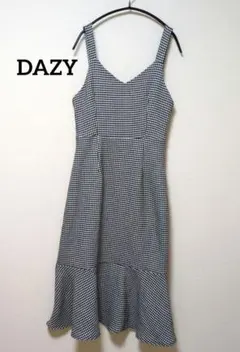 9-2【DAZY】千鳥格子　キャミワンピース　マーメイド　ティアード　裾フレア