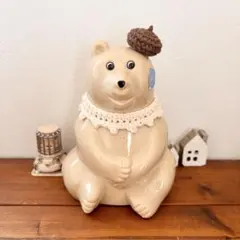 しろくま貯金箱 ベレー帽・つけ襟2点セット☆チョコレートブラウン
